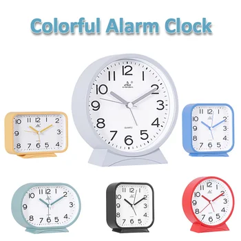 사일런트 학생 학습용 소형 알람 시계, 침대 옆 아날로그 디스플레이, 하이 퀄리티 쿼츠 시계, 침실 사무실 테이블 장식 