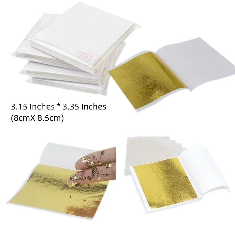 Gold Leaf Sheets 20 Pieces for Arts Decoration,DIY Crafts,Paintings,Furniture Decoration,3.15 by 3.35 Inches Gold Leaf Sheets