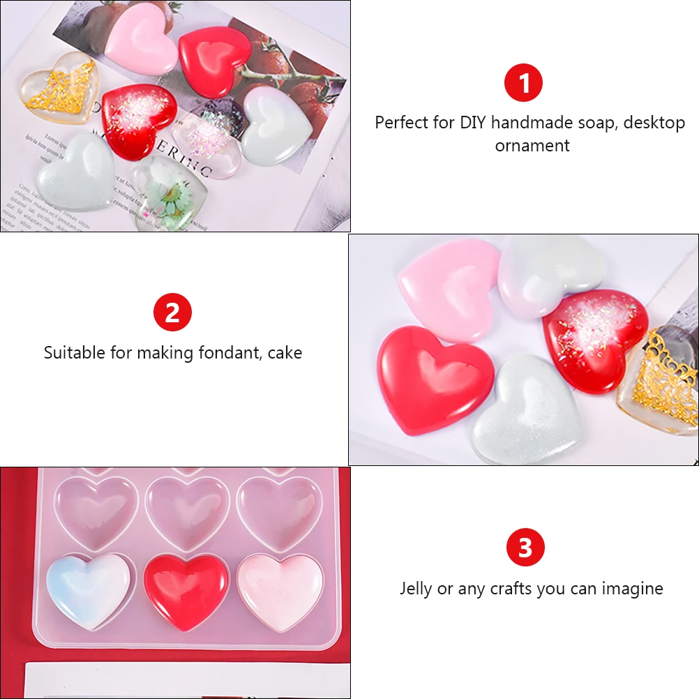 

Silicone Mold for Jewelry Making Heart Shaped DIY Supplies Epoxy Resin Crafts Soap Molds Cake Decoration Valentine Gifts