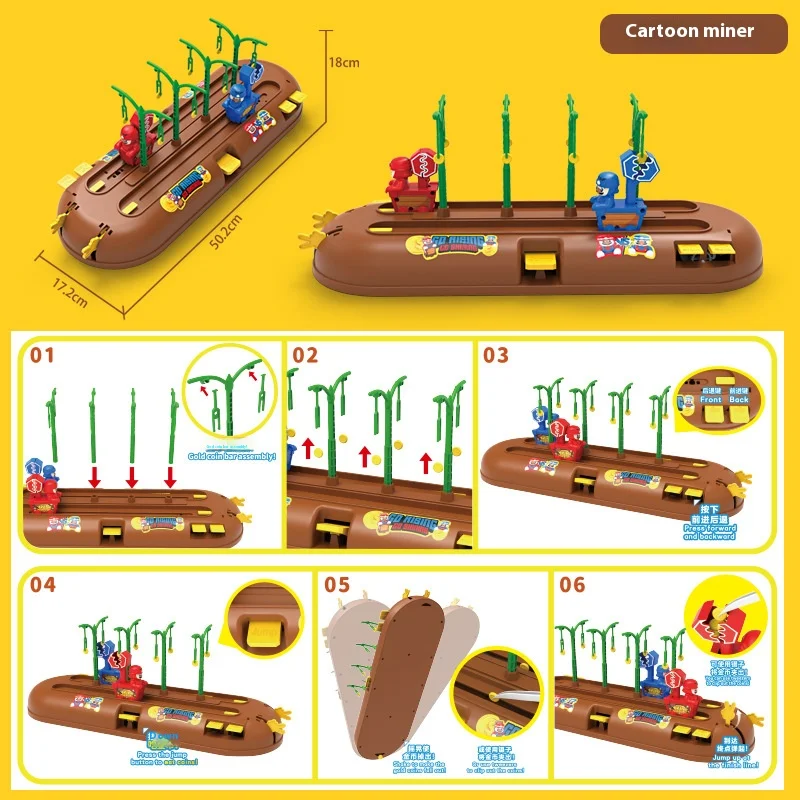 Hot Sell Running Board Game Toys Cartoon Dinosaur Miner Doll Two Person Competition Party Game Toys Best Table Game Gift for Kid