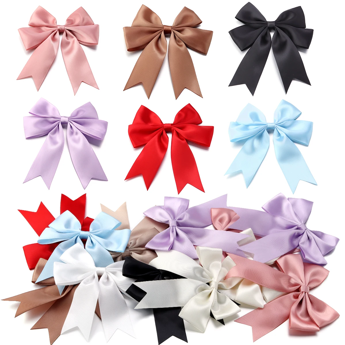 4pcs/lot Polyester Swallowtail Bows Colorful Satin Ribbon Bowknots Flower For Craft Hairclip Making DIY Wedding Party Decoration