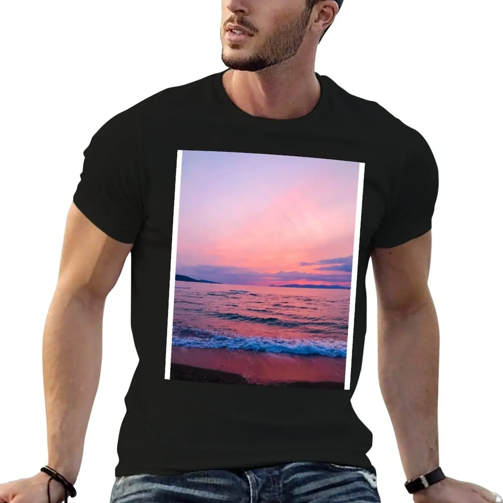 

Pink Ocean Sunset T-Shirt sweat animal prinfor boys boys whites mens tall t shirts