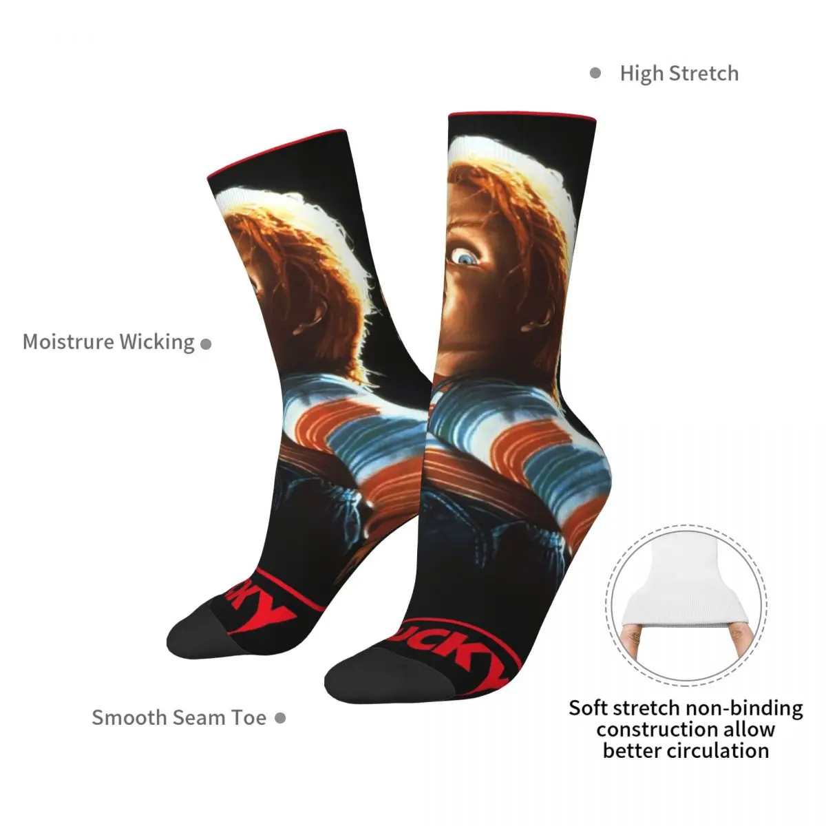 Good Guys Child's Play Chucky Socks Harajuku  Quality Stockings All Season Long Socks Accessories for Man Woman Birthday Present