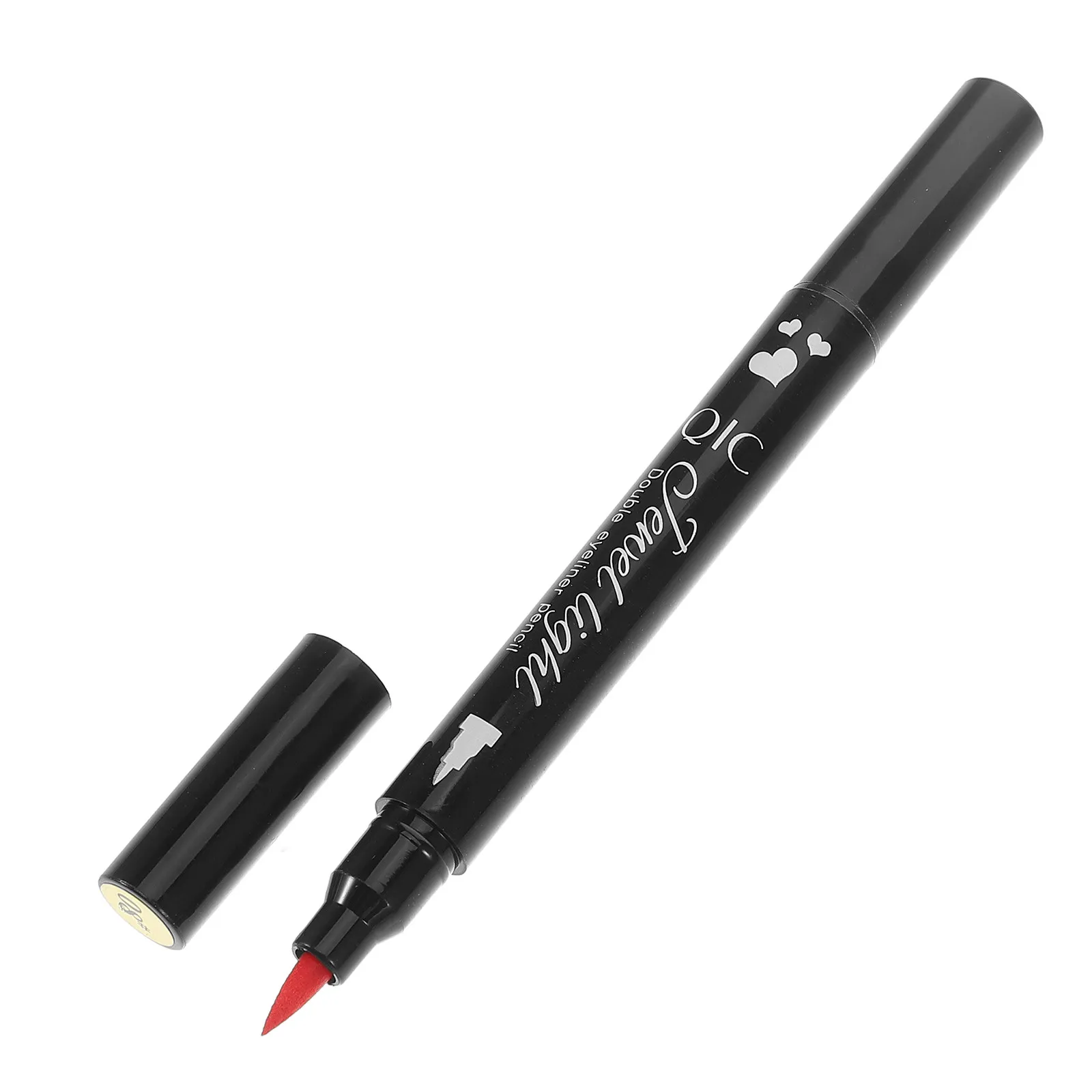 Doppelseitiger Roter Flüssig-Eyeliner-Stift Wasserfest Verschmierfrei Langanhaltender Augenkonturenstift mit Herzstempel zur Augendekoration