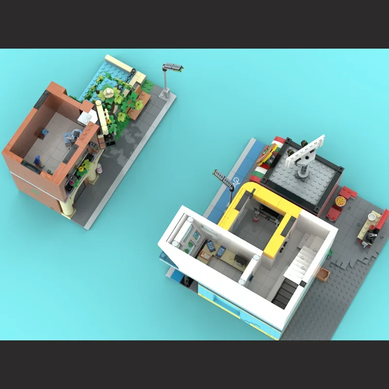 Street View Model Moc Building Blocks Central Street  Model Technology Brick DIY Assembly Construction Toy Holiday Gifts