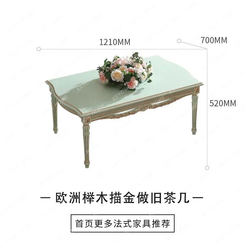 AA court style fabric sofa combination beech light luxury retro style solid wood carving flower