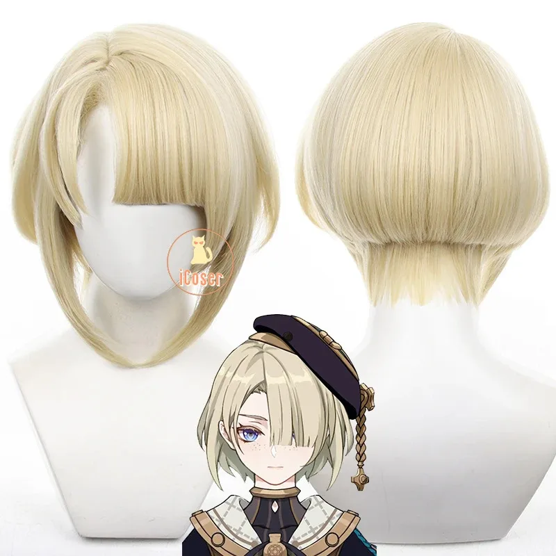 

Genshin Impact Freminet Cosplay Wig Light Blonde Short Hair Fontaine Diver Halloween Party Women Men Role Play Props Accessory