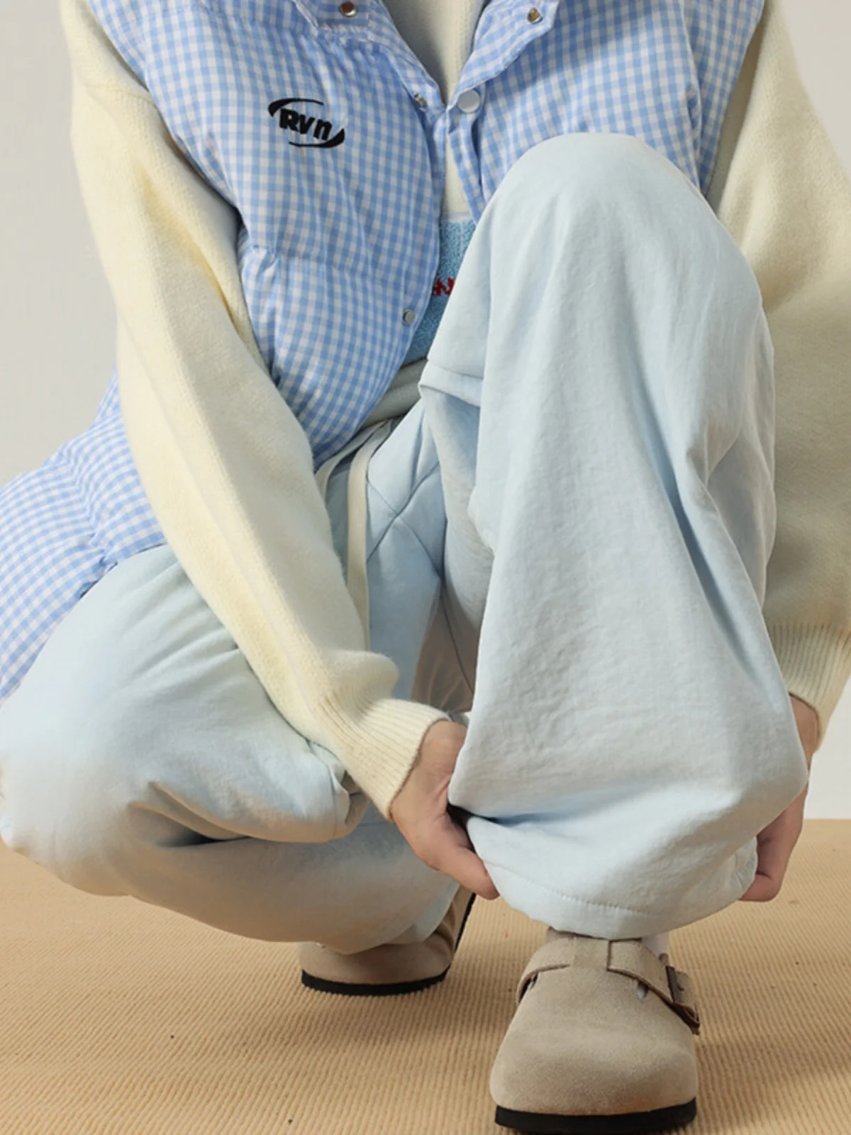 

Dopne adient Fce Lined down Cotton Pants Women's Outerwear Windproof Coldproof Lamb Velvet Trousers Autumn Winter Wid...