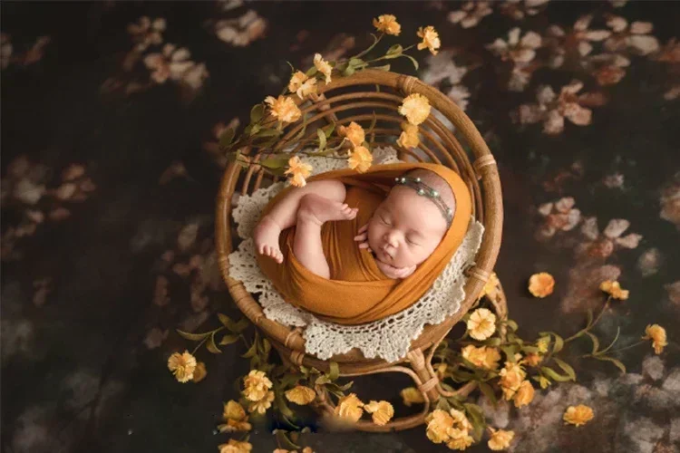 Baby Photography Props Papasan Chair Newborn Photo Shooting Bed Basket Vintage Crib for Boys Girls Fotografia Accessories