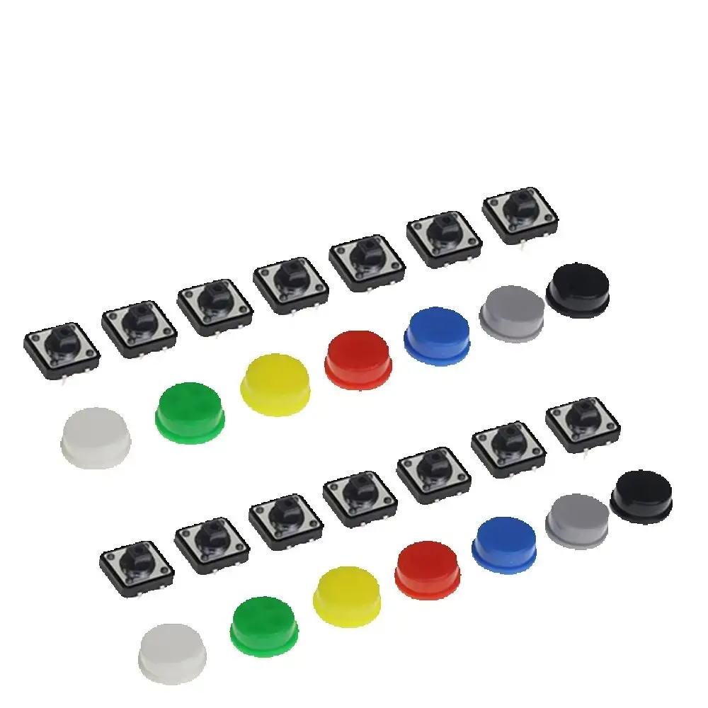 100 conjunto keycap botão tátil interruptor momentâneo 12*12*7.3mm micro botão interruptor arduino kit sortido para arduino raspberry pi