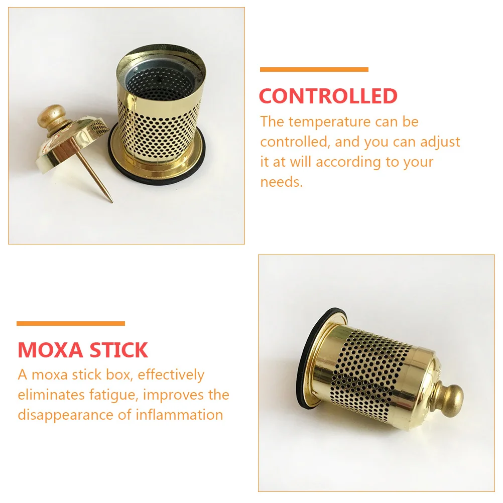 Moxibustion Box Moxa Heat Tank Can Cone Burner Instrument Massager Golden Holder