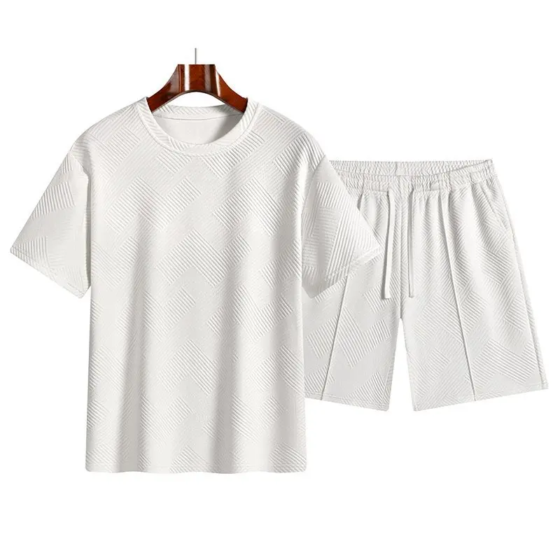 

Summer ort Sve round Ne T-irt Set Men's Casual Sport Two-Piece Set Comfortable Breathable Youth Faion Sweatirt