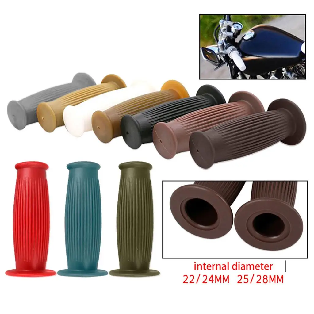 Motorcycle Handlebar Accessory Rubber Hand Grips Retro Style Non Slip for Chopper Bike 