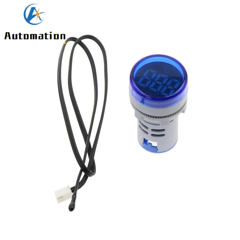 Mini LED Indicator 22mm Digital Display Thermometer Meter -20-200 Degrees Voltage AC20-380V Temperature Sensing Probe Wire