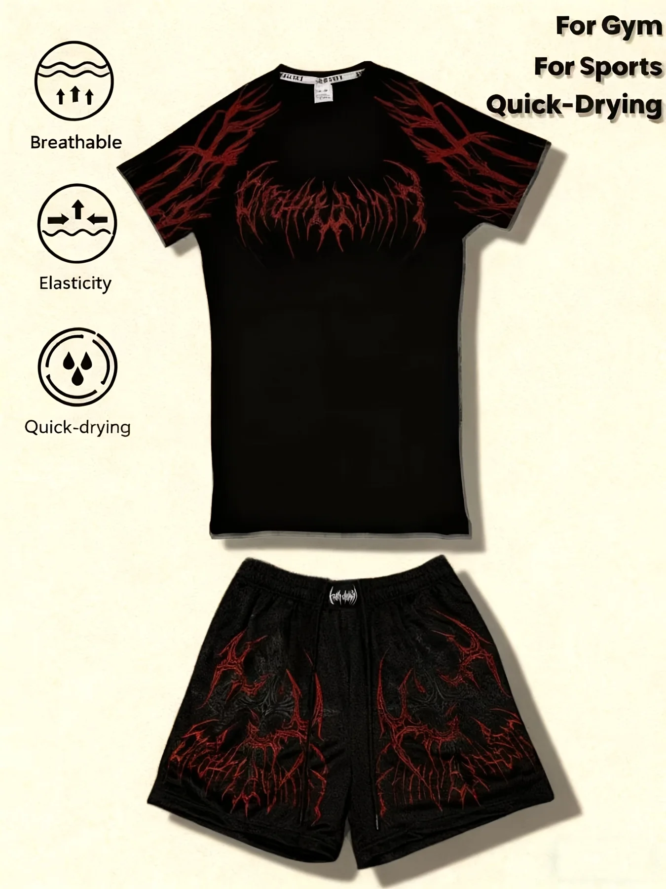 

Men's Casual T-shirt And Shorts Set Breathable Polyester Blend Fabric Loose Fit Seasonal Sportswear Comfortable To Wear Clothing