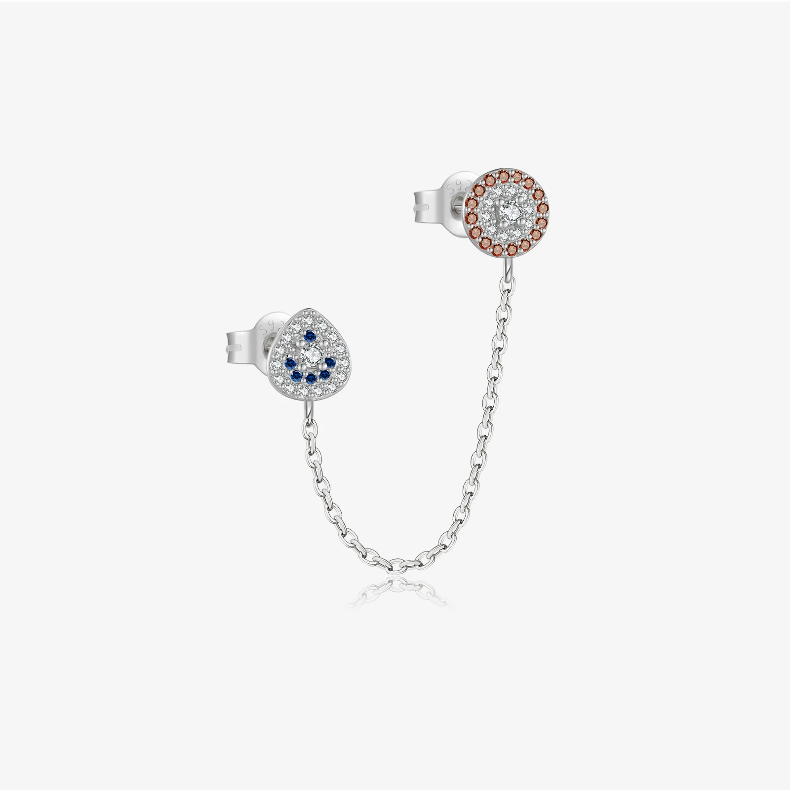 

VEWANT Women 925 Sterling Circle Droplet Shaped Blue Brown Zircon Two Chain Stud Earring 2024 Luxury Fine Party Jewelry