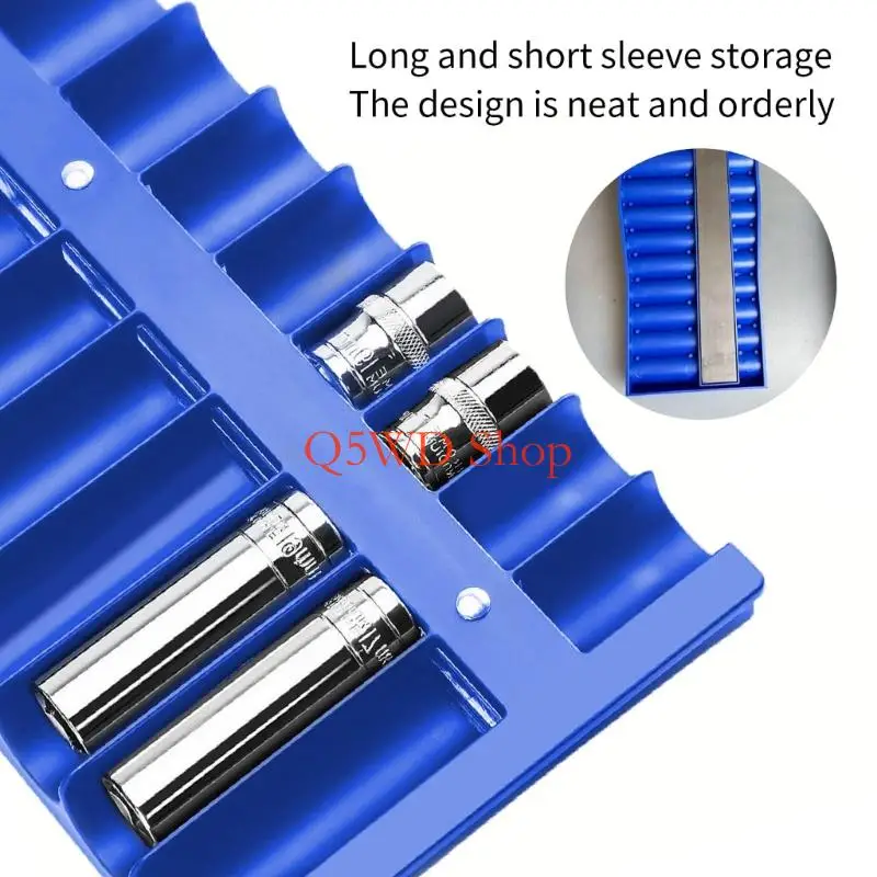 Q5WD Quick Access Socket Storage Case Durability Plastic Construction Tool Holder For 1/2 / 3/8 /1/4 Drive