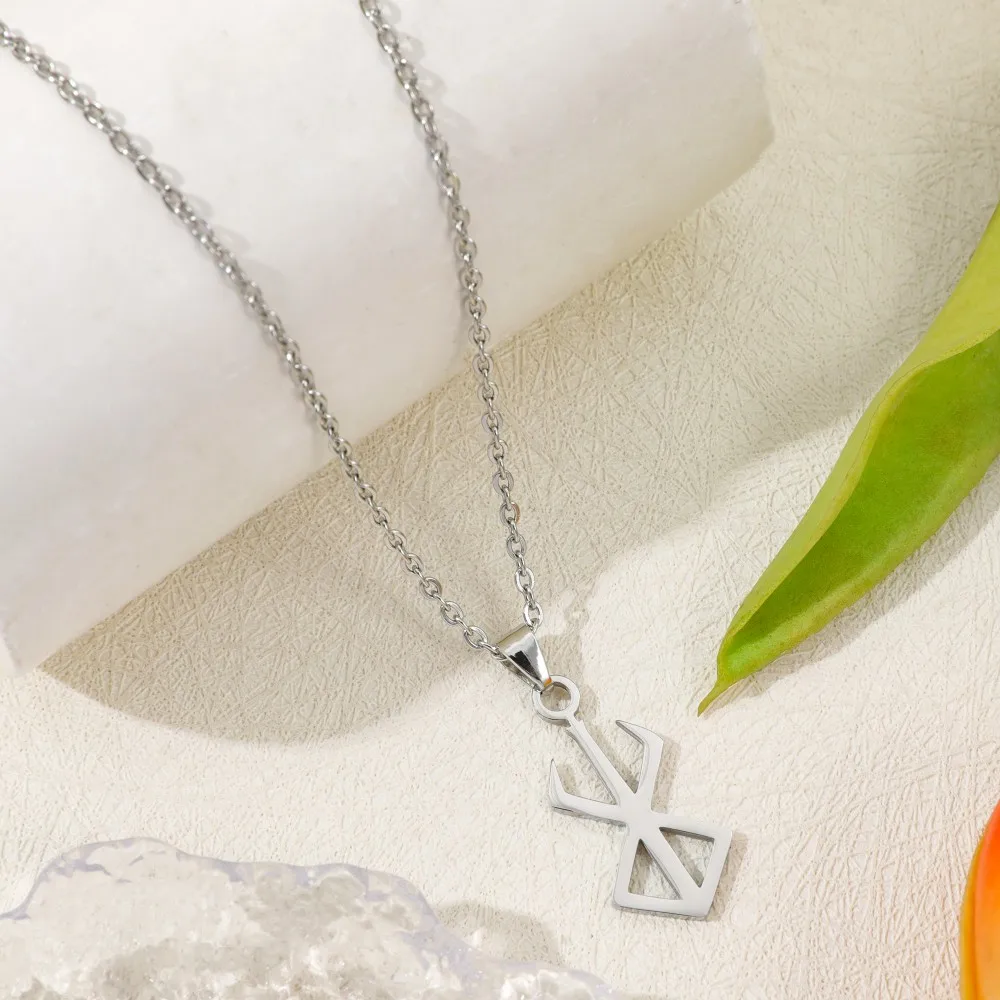 Fashion Anime Hollow Geometric Rune Pendant Necklace Charm Dark Fantasy Style Cosplay Wear Accessory for Women Men