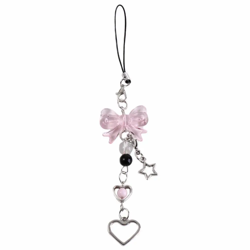 

Pearl Bead Bead Phone Charm Strap Bowknot Star Mobile Phone Chain Keychain Short Bowknot Beaded Cellphone Strap Mobile Phone