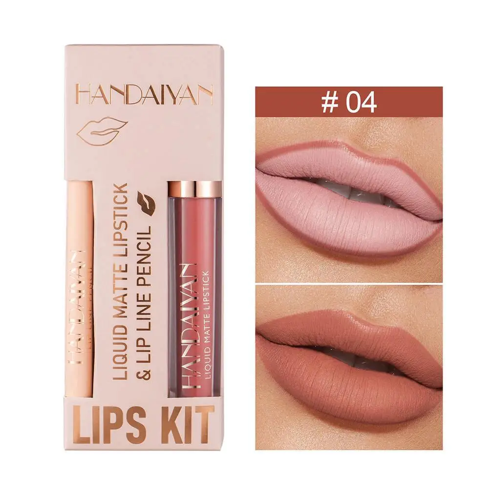 Bellezza Lipliner Lip Glaze Suit Impermeabile Antiaderente Bocca Prodotti Liner Donne Lip Up Tazza di Velluto Crea Regalo Abito Rosso Opaco N3m6