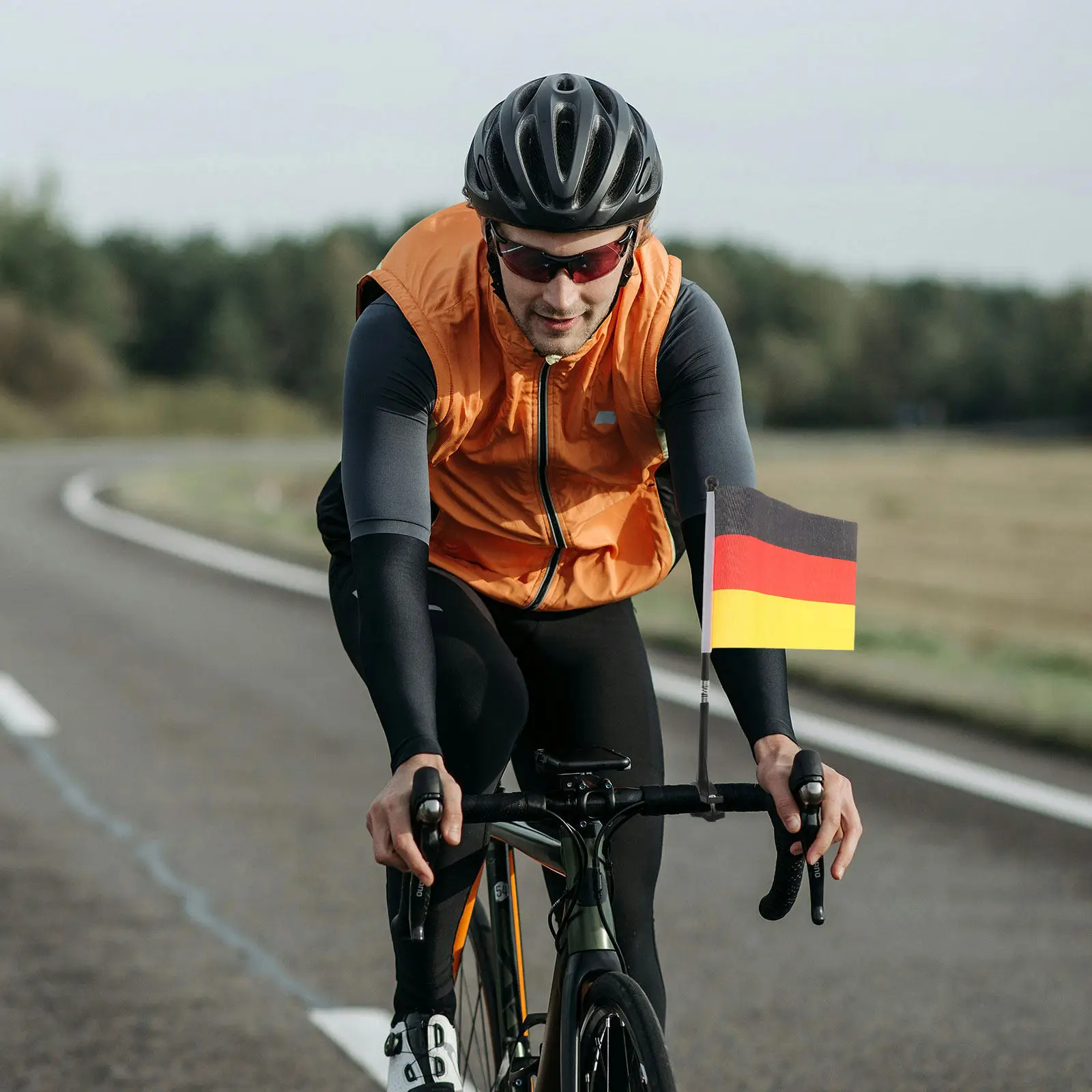 4Pcs Germany Bicycle Flag for Handlebar Lightweight Bike Safety Flags Pole Clamp Quick Mount Outdoor Cycling Visibility National