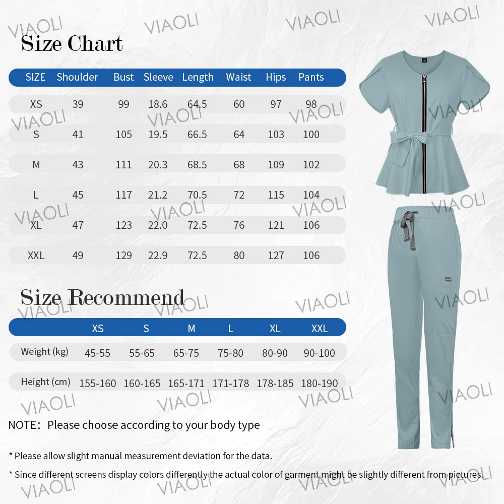 Women Medical Uniforms Elastic Beauty Workwear Blouse+Straight Pants Hospital Scrubs Set Surgical Tops Pants Nursing Accessories