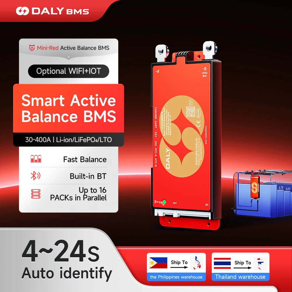 DALY BMS Aktiver Balancer 1A 100A 150A 40A 60A 12V 24V 48V 200A für 4S 8S 16S LiFePo4 BMS mit 3,0-Zoll-LCD RS485 UART WIFI KEY – Detail 8