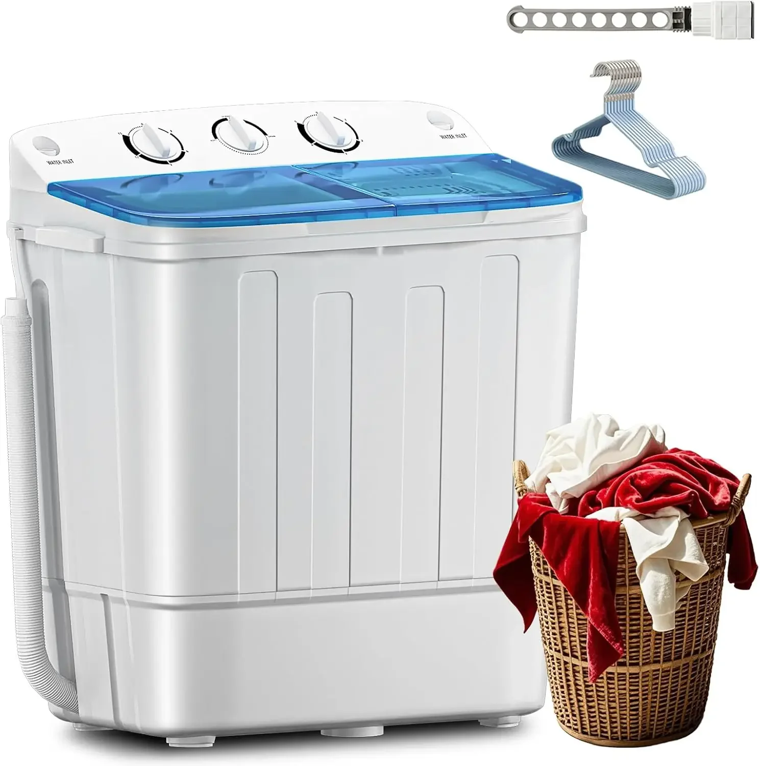 Portable Twin Tub 11Lbs Washer Dryer Combo with Drain Pump Semi-Automatic Mini Laundry Machine RV Dorms Apartments Energy