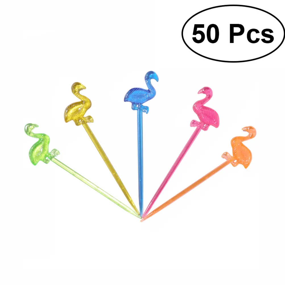 

100 Pcs Decorate Flamingo Fruit Sign Miss Decorative Cocktail Picks Party Supplies