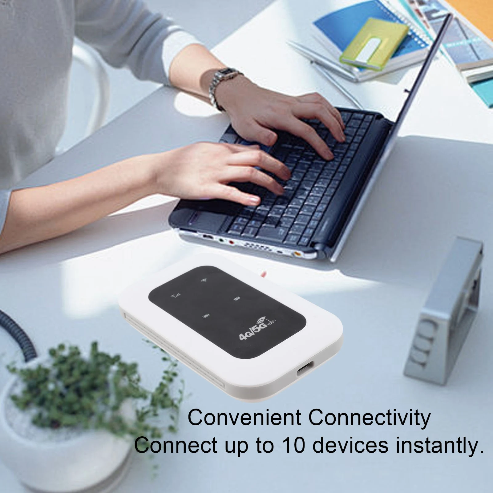 Portable 4G WiFi Hotspot 300Mbps Plug and Play Support 10 Device Travel Mobile Hotspot with SIM Card Slot for Business Motorhome