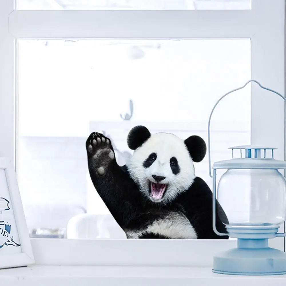 Funny Cute Panda Wall Sticker Cartoon Waterproof Panda Wallpaper Removable Window Animal Decals Home Decor