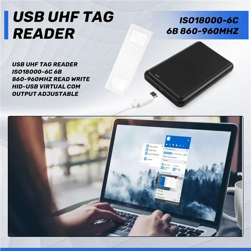 -ABPU USB UHF قارئ العلامات ISO18000-6C 6B 860-960Mhz قراءة الكاتب HID-USB إخراج COM افتراضي قابل للتعديل