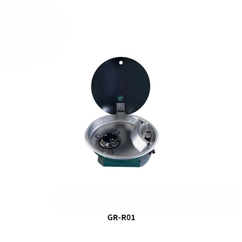 

Mini Round Stainless Steel Gas Stove With Glass Cover GR-R01 Suitable For RV And Yacht Small Units