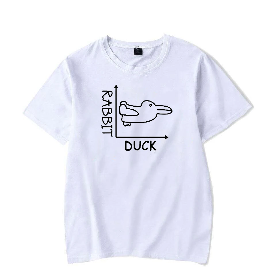 Duck Rabbit Fun Math Printed Pattern men's women's T-shirt Extra Large Casual Breathable T-shirt summer round neck couple's tops