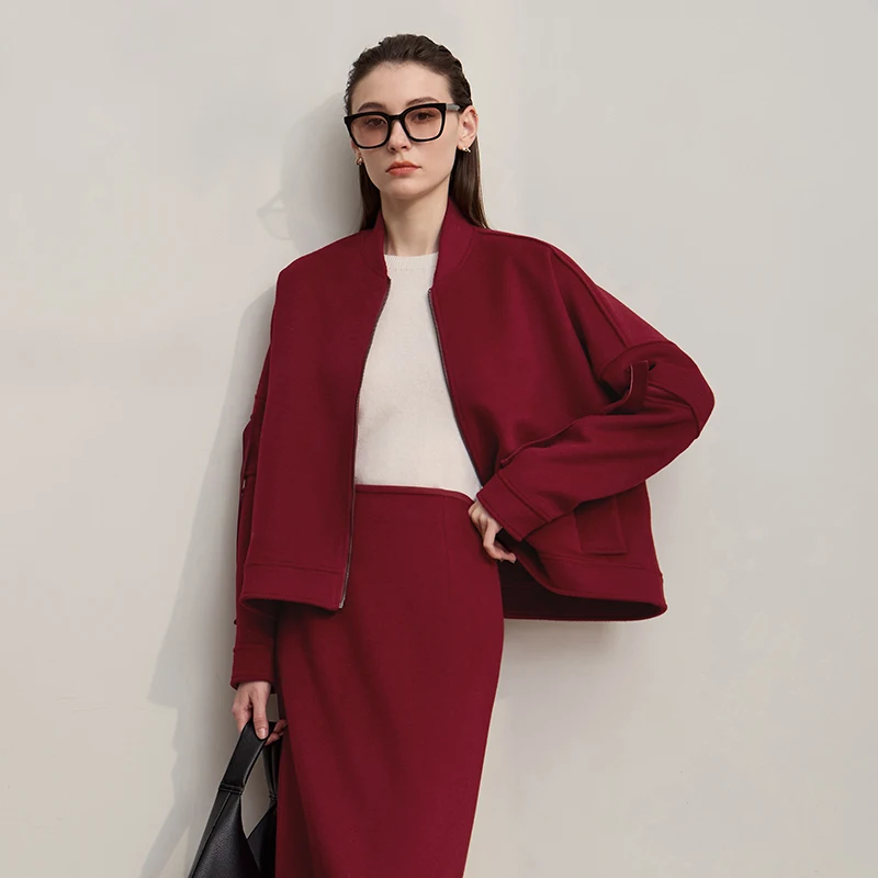 AMII manteau femme 2025 hiver minimaliste couleur unie veste femme ample fermeture éclair manches longues chaud polyvalent dame manteau 12524022