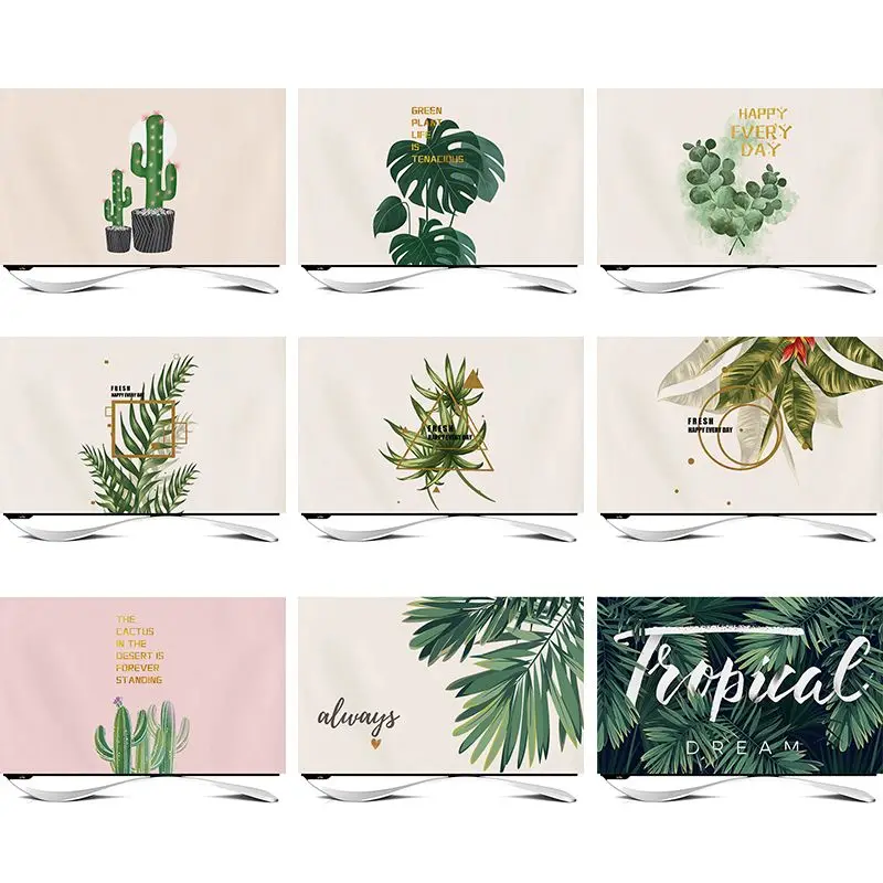 LCD TV hood/monitor dust cover/home living room decoration with green plants, fresh and simple ins computer monitor cover