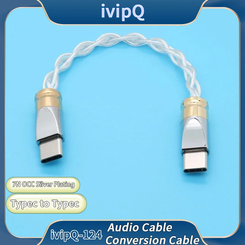 IvipQ-124 kabel konversi Audio, HiFi 7N OCC perak Plating Lightning ke Typec dengan Typec ke 2.5mm/3.5mm/4.4mm wanita