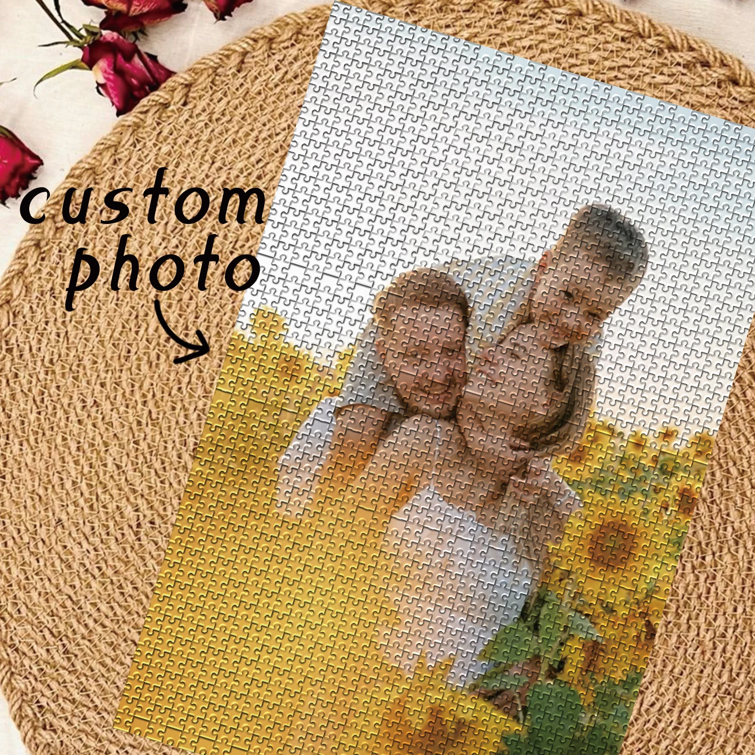 35/150/300/500/1000pcs sunflower family Custom Photo Custom DIY Personalised Photo Portrait Puzzles Jigsaw puzzle Mosaic