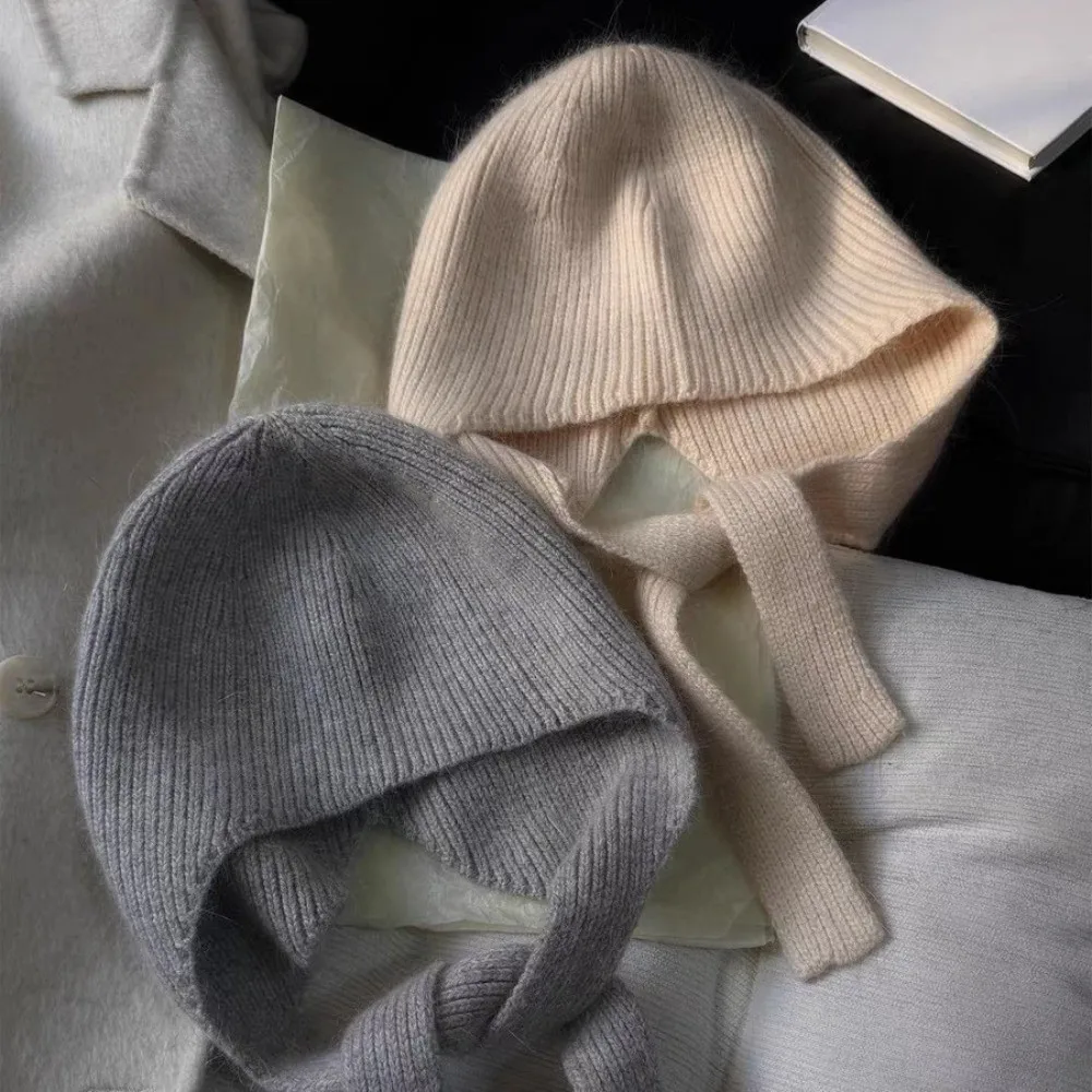 New Ear Flaps Knitted Hat Cold Protection Breathable Winter Beanie Cap Solid Color Keep Warm Ear Protection Hat for Women