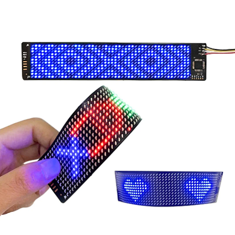 Ultra Thin Flexible LED Lighting Panel Bluetooth APP Programmable Dynamic Soft LED Screen For HAT Mask Bags Advertising Display