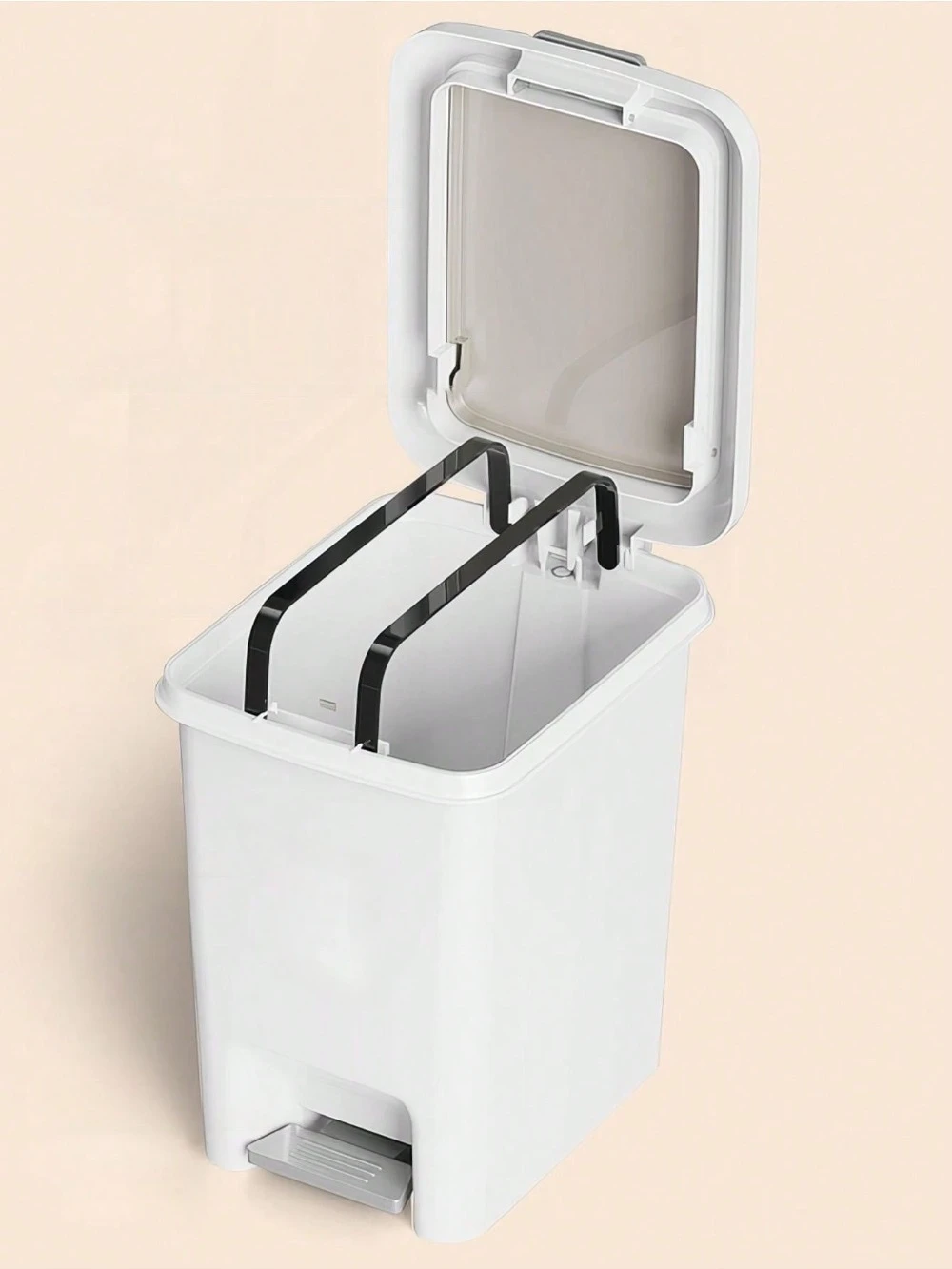 Plastic Foot Pedal Trash Can for Use in Bathroom, Kitchen, Living Room, Dorm, Office Trash Bin