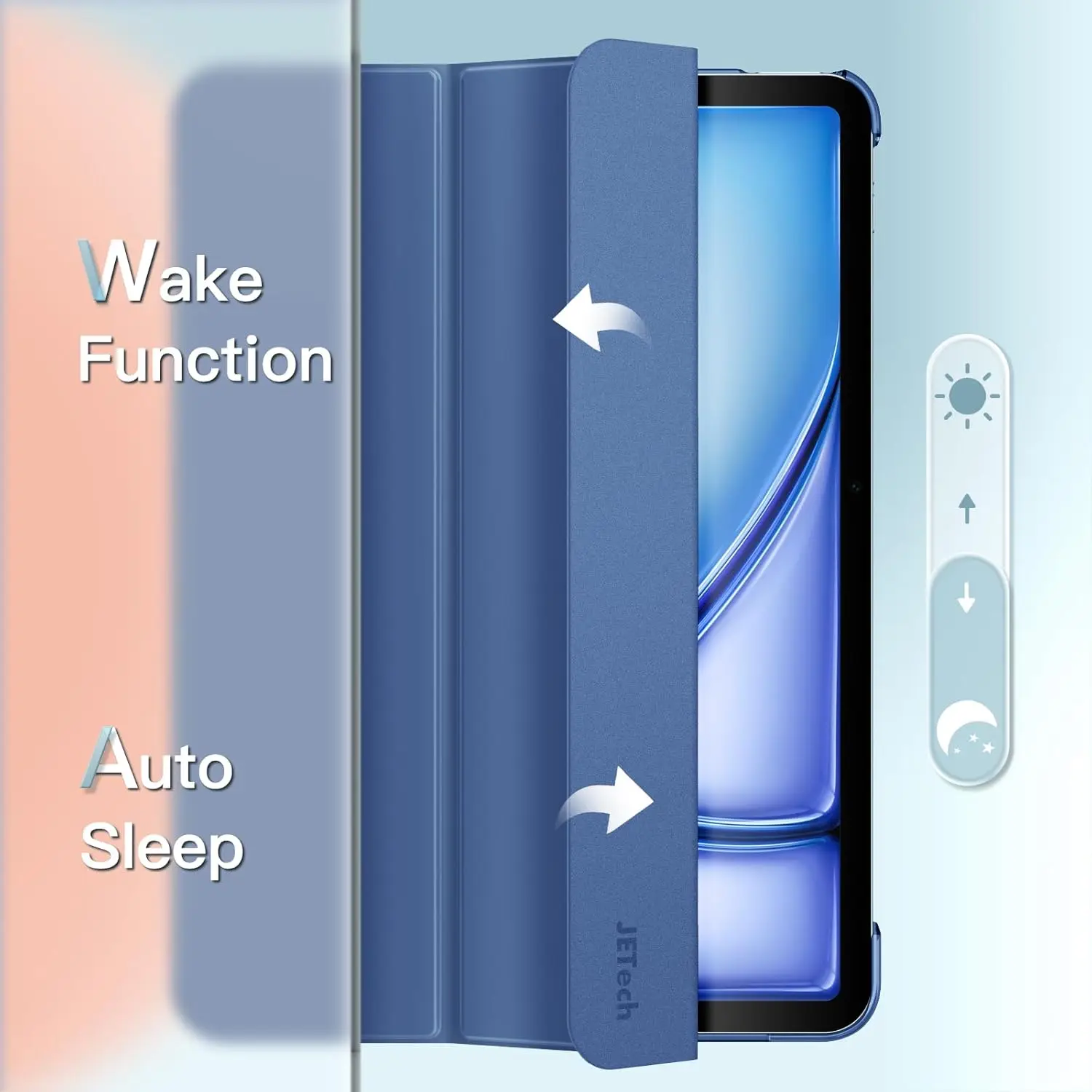 iPad Air 11インチ M3/M2 (2025/2024)、iPad Air 5/4 (2022/2020 第5/第4世代 10.9インチ)用ケース、スリムスタンド付きハードバックシェル