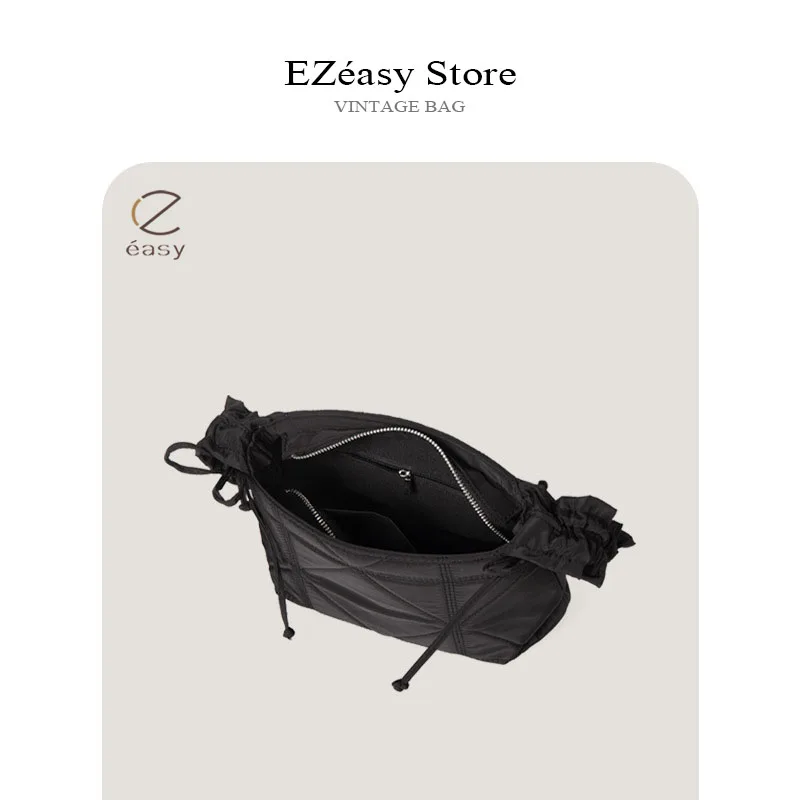 EZeasy Light Luxo Nicho Designer Sacos para As Mulheres Nylon Plissado Diamante Malha Cordão Pequeno Quadrado Saco Do Mensageiro Saco