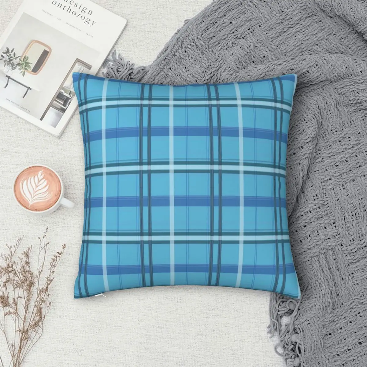 Blue Lumberjack Plaid Square Pillowcase Polyester Pillow Cover Velvet Cushion Decor Comfort Throw Pillow for home sofa