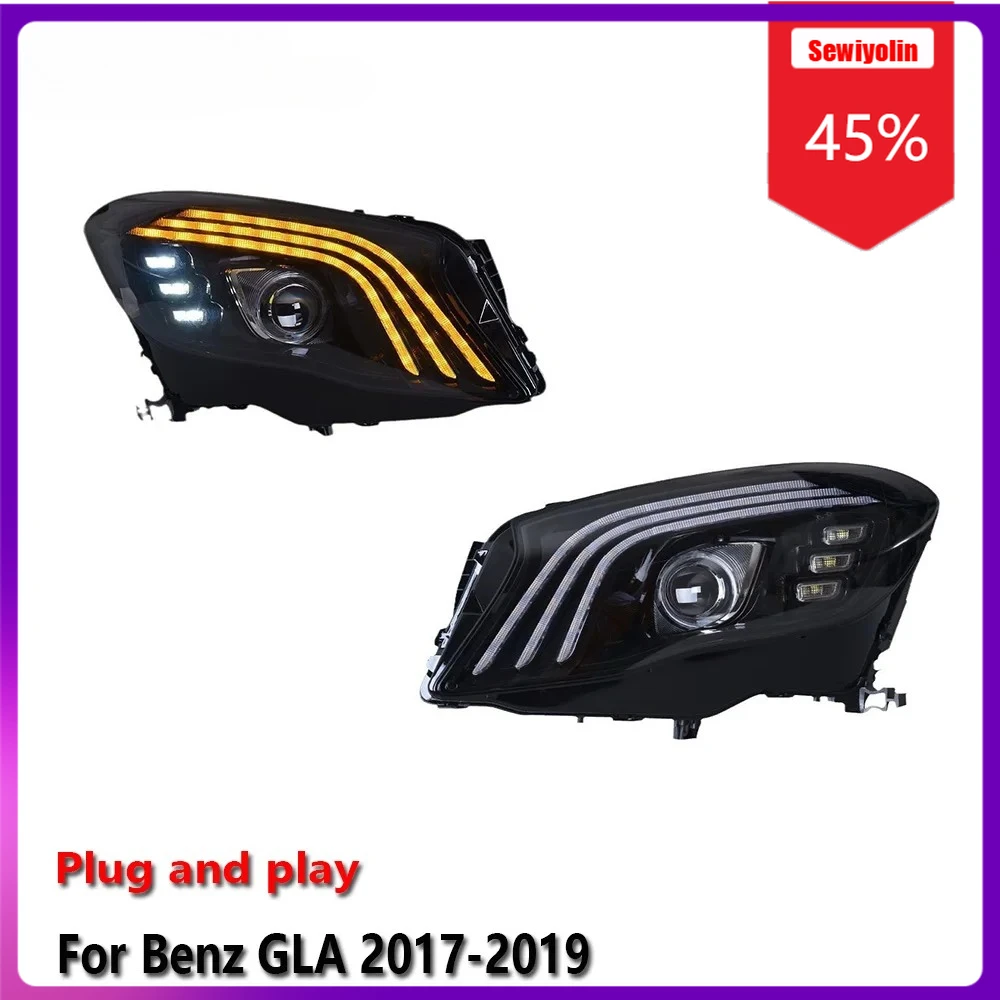 

Автомобильные светодиодные лампы Sewiyolin в сборе для Benz GLA 200 260 2017-2019, противотуманные фары DRL, стоп-сигналы поворота, Plug and Play