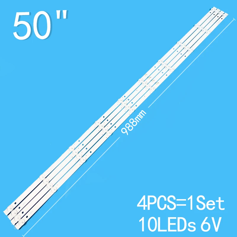 988Mm 10Leds 6V Voor 50 "Lcd Tv JS-D-JP50DM-101EC(81112) R72-50D04-024 988-14-1T/3030-300-6.6/4P 94V-0 E125436JF-AL