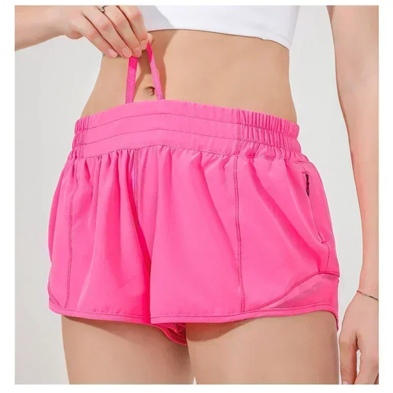 Hotty Hot Low-Rise Lined Short Lightweight Mesh Running Yoga Built-in Liner Shorts With Zipper Pocket And Reflective Detail