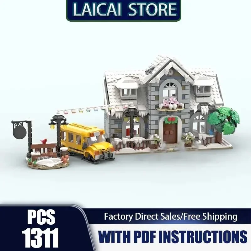 

Модель с видом на улицу Moc, строительные кирпичи, зимняя деревня, школьные технологии, модульные блоки, подарки, рождественские игрушки, наборы «сделай сам», сборка