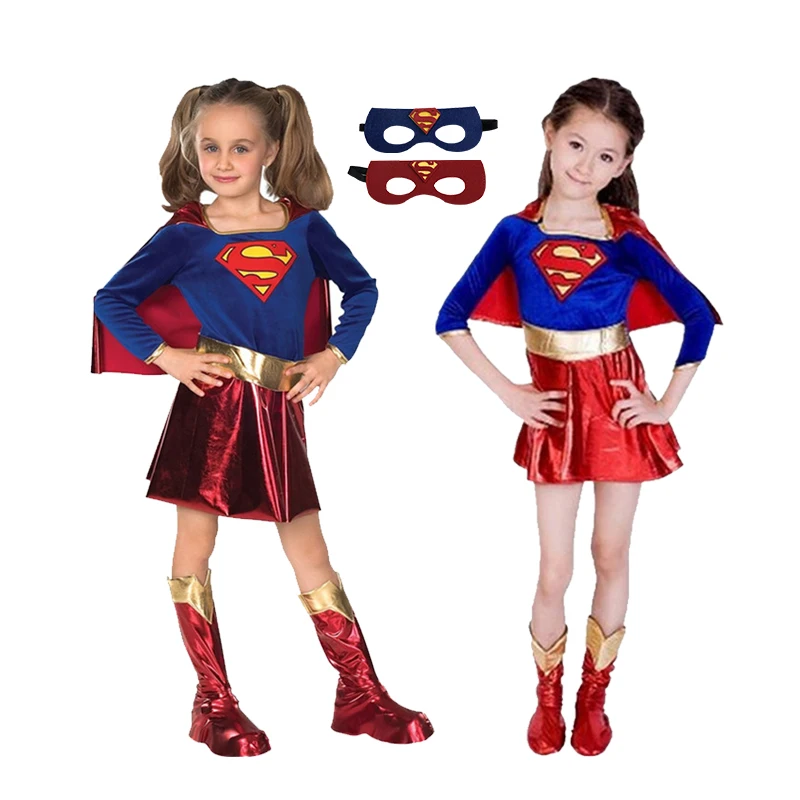 GIrls Clothes Dresses Fancy Carnival Easter Role Play Dress Halloween Supergirl Anime Women Costumes Girls Clothing Superman