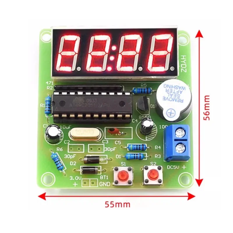 AT89C2051 Digital 4 Bits Electronic Clock Electronic Production Suite DIY Kit